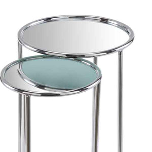 Homeroots 22" Silver Aluminum Round Mirrored End Table   354673