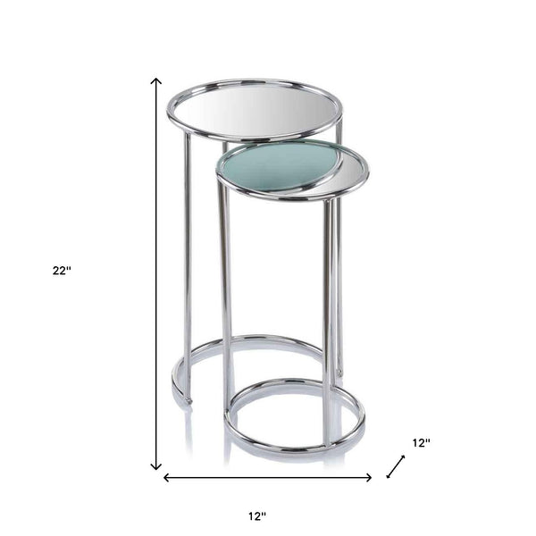 Homeroots 22" Silver Aluminum Round Mirrored End Table   354673