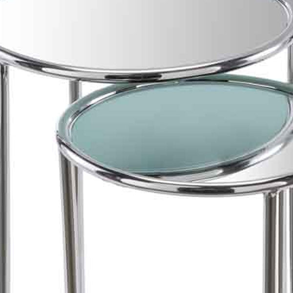 Homeroots 22" Silver Aluminum Round Mirrored End Table   354673