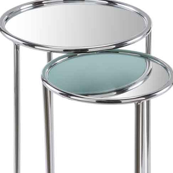 Homeroots 22" Silver Aluminum Round Mirrored End Table   354673