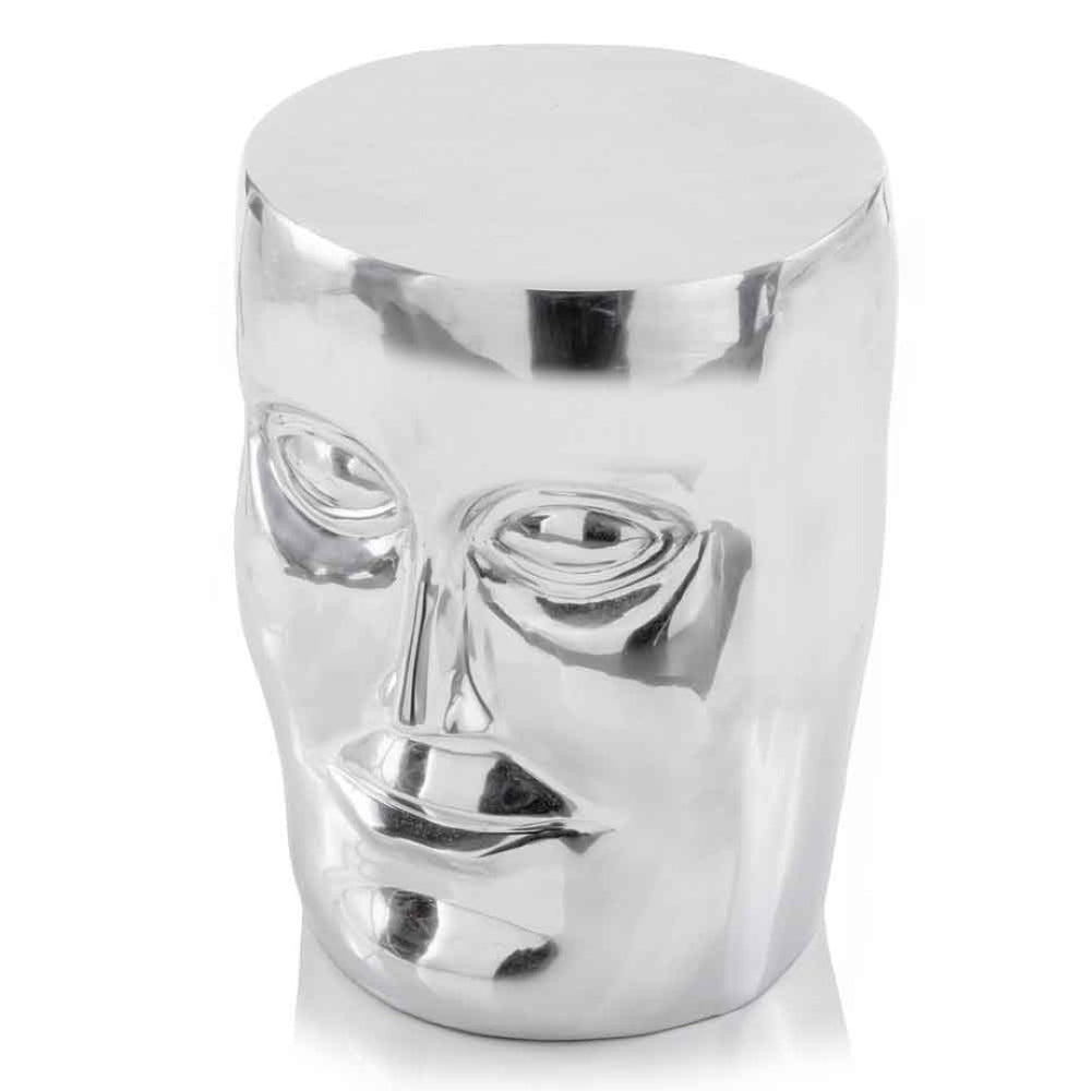 HomeRoots 18" Silver Aluminum End Table - Modern Sculptural Accent with Versatile Seating for Small Spaces 354674