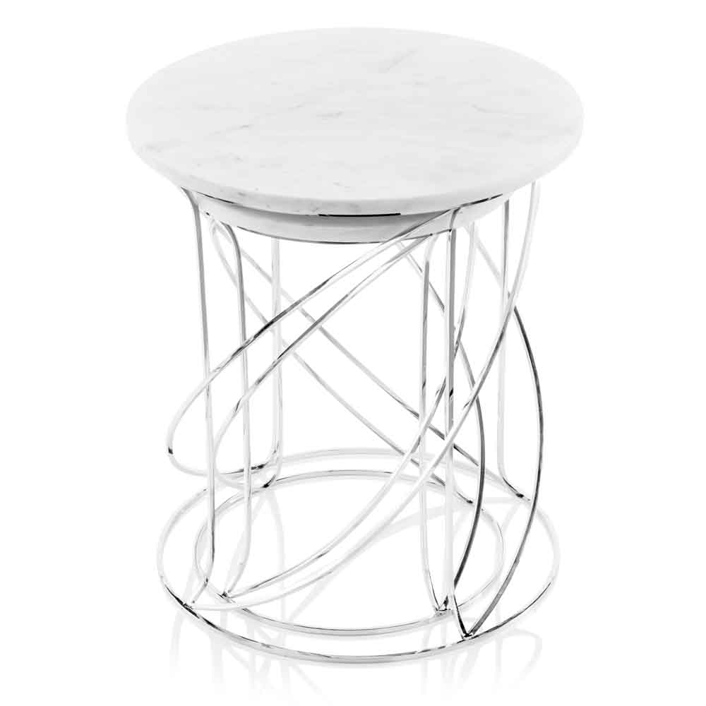 Homeroots 21" White Marble Round End Tables   354675
