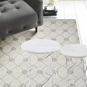 Homeroots 21" White Marble Round End Tables   354675