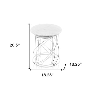 Homeroots 21" White Marble Round End Tables   354675