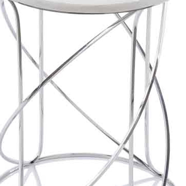 Homeroots 21" White Marble Round End Tables   354675