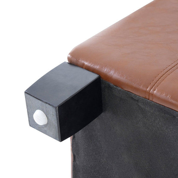 English Elm Black Tufted Pu Lift Top Storage Ottoman with Rubberwood Legs for Living Spaces Light Brown N779P404084L
