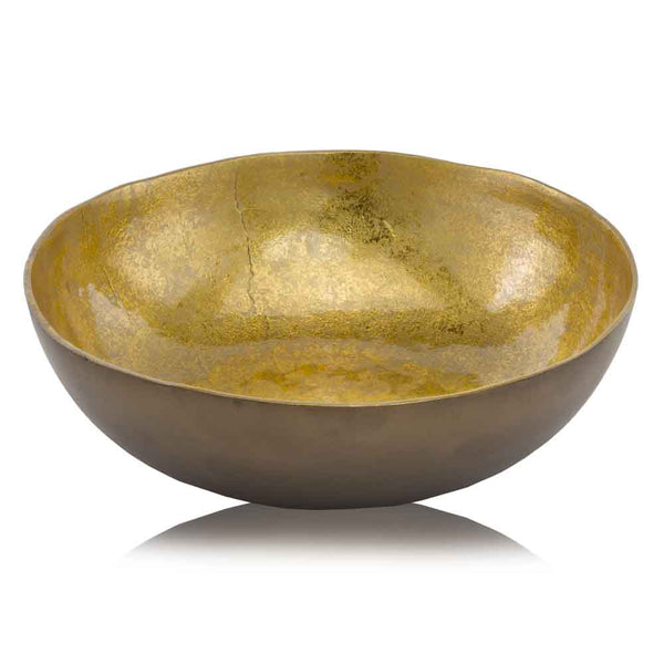 Homeroots 17" Gold And Bronze Aluminum Round Centerpiece Bowl   354719