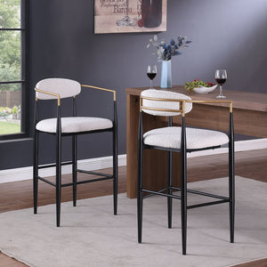 English Elm Christopher Knight Home® - Barstools Set Of 2 - Modern Upholstered Kitchen Stools With Supportive Backs & Iron Legs, Beige N779P248198M