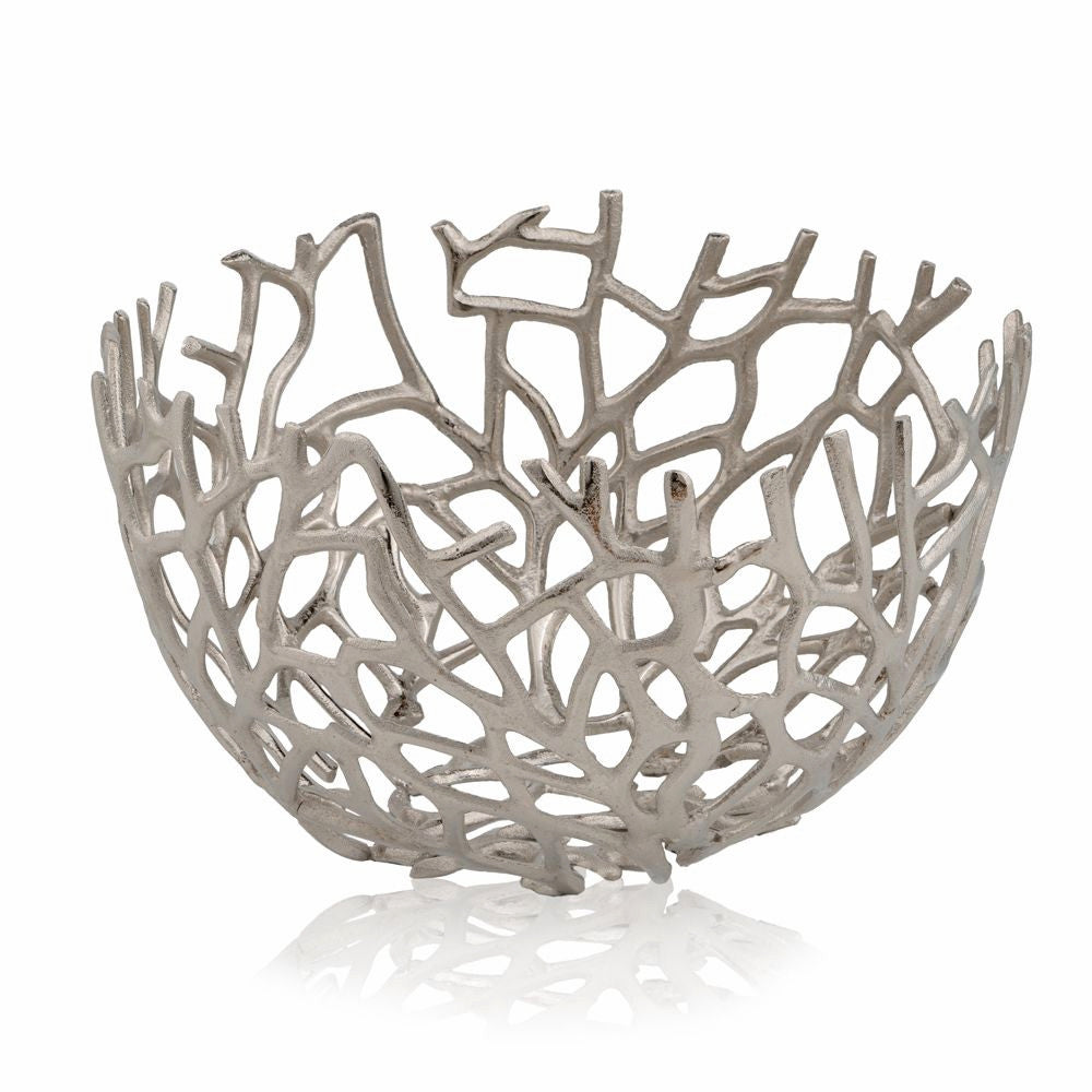 Homeroots Round Silver Twigs Centerpiece Bowl   354791