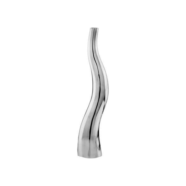 HomeRoots Set of Two Contemporary Silver Aluminum Vases - Sculptural Squiggly Design for Modern Decor Accents Large 354815