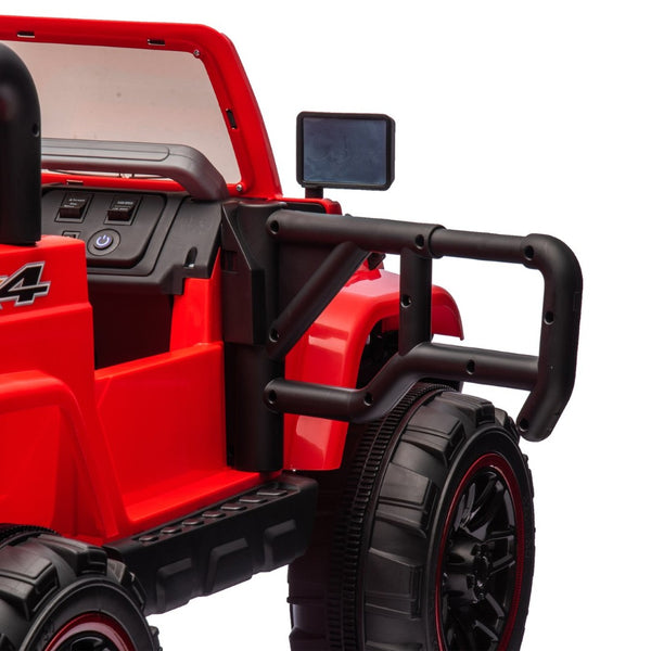 English Elm 24v Kids Electric Ride on Car with Parental Remote Rear Suspension and Bluetooth Audio Red W1578P228745