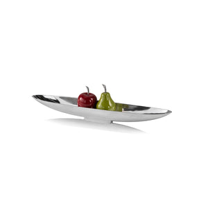 Homeroots 32" Contempo Shiny Silver Long Boat Tray   354890