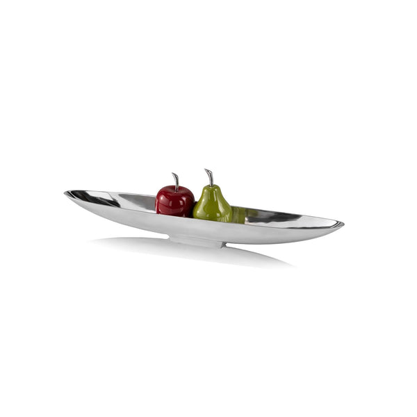 Homeroots 32" Contempo Shiny Silver Long Boat Tray   354890