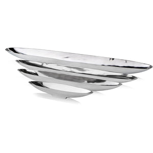 Homeroots 32" Contempo Shiny Silver Long Boat Tray   354890