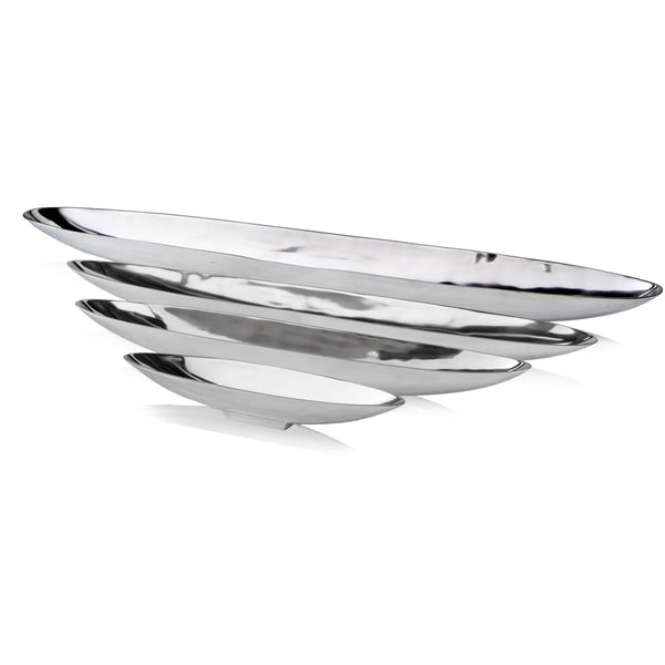 Homeroots 32" Contempo Shiny Silver Long Boat Tray   354890