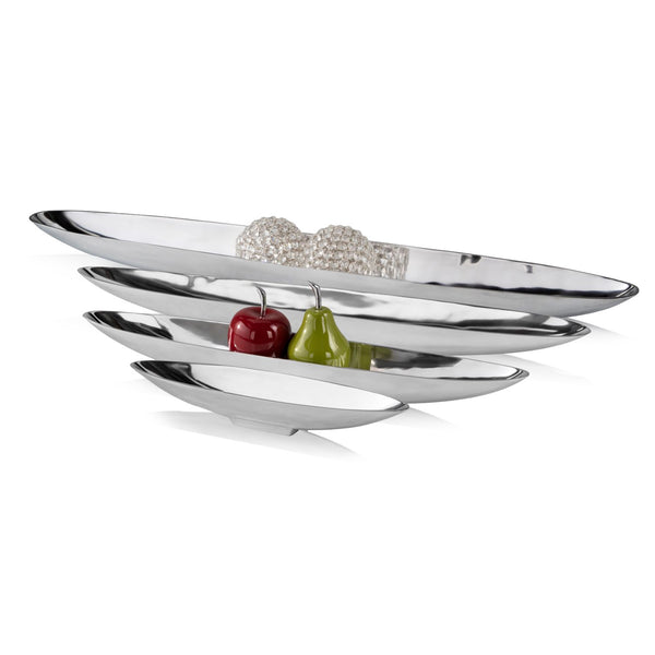 Homeroots 32" Contempo Shiny Silver Long Boat Tray   354890