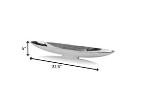 Homeroots 32" Contempo Shiny Silver Long Boat Tray   354890