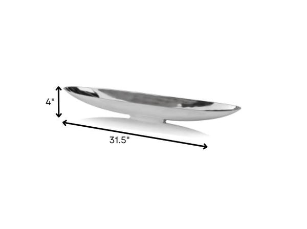 Homeroots 32" Contempo Shiny Silver Long Boat Tray   354890