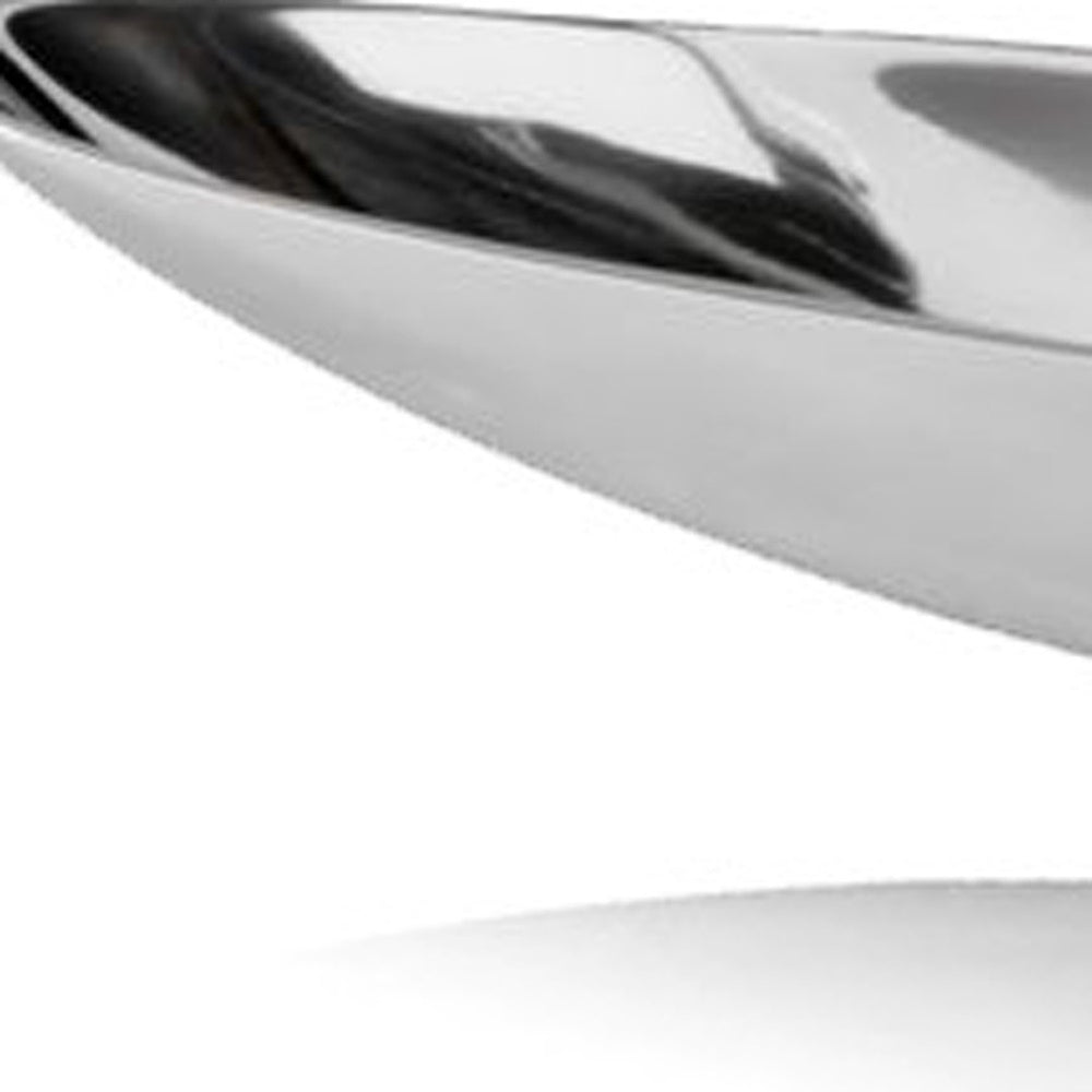 HomeRoots 32" Contempo Shiny Silver Serving Tray - Sleek Boat Design for Modern Table Centerpieces & Events Long 354890