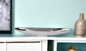 Homeroots 32" Contempo Shiny Silver Long Boat Tray   354890
