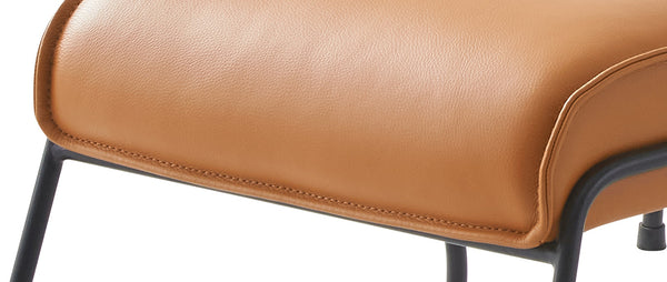 English Elm Jabel Sandstone Top Grain Leather Accent Chair & Ottoman with Metal Legs, Plush Foam Comfort, 35"L x 38"D x 37"H B2726S00391