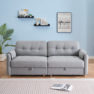 English Elm 79.50" Teddy Cotton-Linen Sofa With Metal Legs - Stylish 3-Seat Comfort For Modern Living Rooms W3356S00030