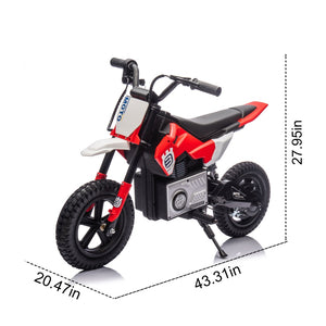 English Elm 24v Kids Electric Motocross Motorcycle 200w Hub Motor Suspension Led Bluetooth Audio Red W1578P225050