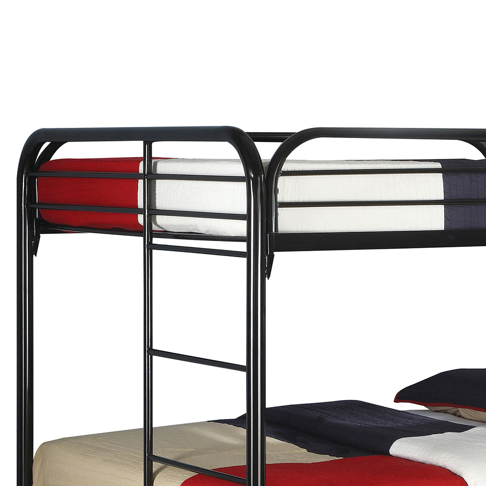 English Elm Clementine Black Metal Full-Over-Full Bunk Bed with Ladder — Sleek Glossy Tubing, Sturdy & Stylish B062P340724