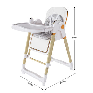 English Elm Convertible Baby High Chair to Rocker with 5-Point Harness, Foldable Feeding Seat, Quiet Wheels, Easy-Clean Tray and Adjustable Recline for Infants and Toddlers White W2699P371974