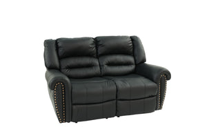 English Elm Plush Power Reclining Loveseat Bonded Leather Nailhead Trim Usb Port Seating B011P467627