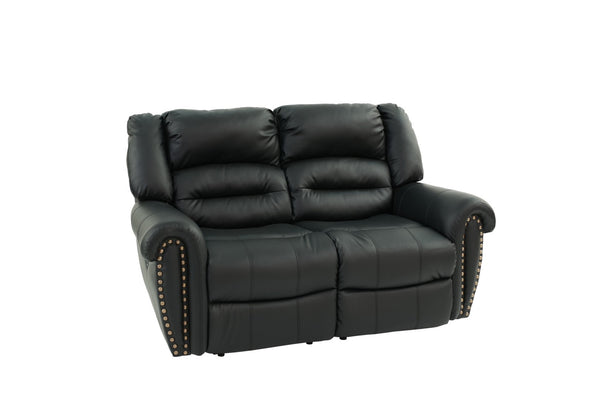 English Elm Plush Power Reclining Loveseat Bonded Leather Nailhead Trim Usb Port Seating B011P467627