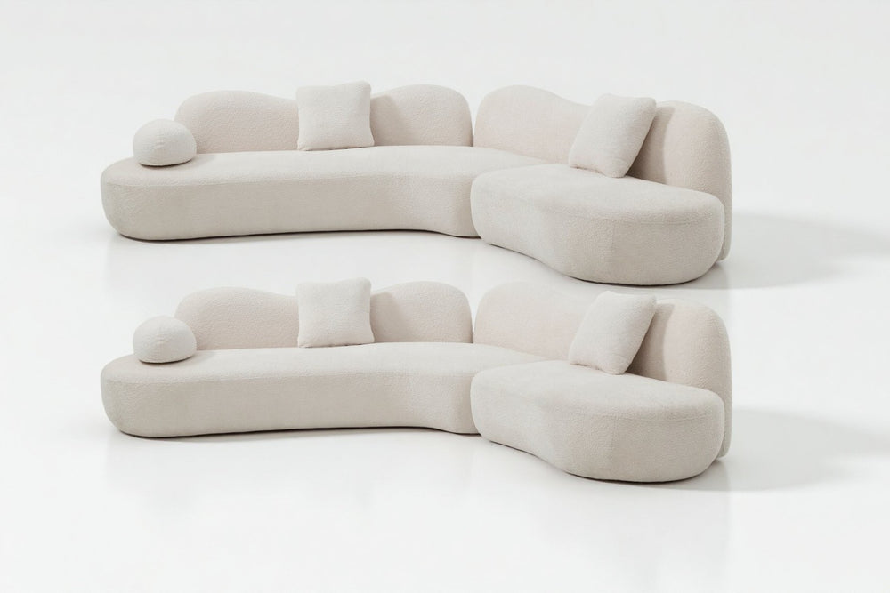 English Elm 5+5, Sculptural Boucle Modular Sofa Crescent Curved Butterfly Back Living Room Seating W2664S00110