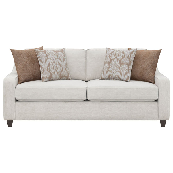 English Elm Mahaffey Christine Beige Chenille Upholstered Sofa with Sloped Track Arms, Tapered Legs, 81" L B062P357828