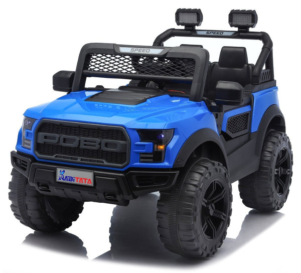 English Elm Kids 12v Dual Motor Off Road Ride on Truck with Remote Control Led Lights and Swing Blue W1760P426763