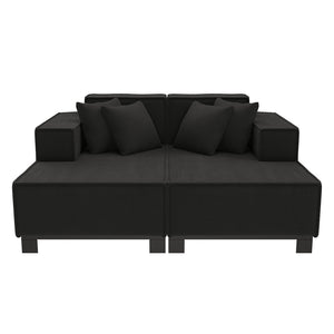 English Elm Swivel Barrel Accent Chair Chenille Tufted Round Club Seat for Living Room Lounge Black N719S002221B
