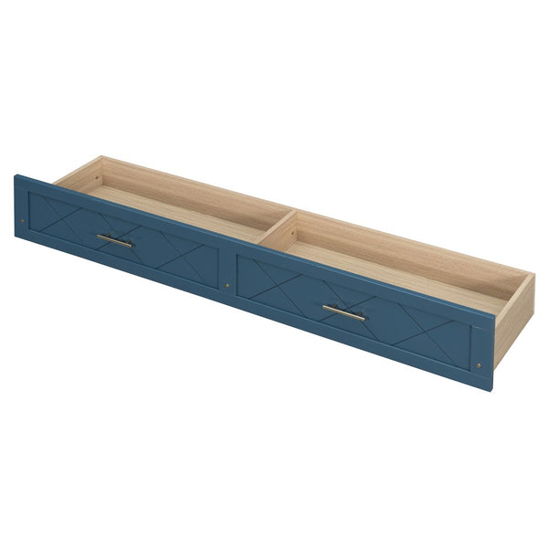 English Elm Queen Murphy Wall Bed Cabinet with Storage Drawer Built-in Power Outlets Usb Ports Navy Blue LP000400AAC-1