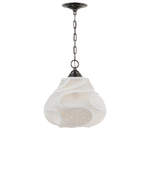 Currey & Company Wintershall White Pendant Light – Sculptural Porcelain Shade, Adjustable Height, Dimmable Elegance White Porcelain ,Metal 9000-1283-currey-company