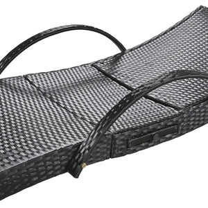 English Elm K&K 80" Outdoor Wicker Chaise Lounge Set of 2 with 2000H UV Wicker, Pull-Out Side Table, 4-Position Recliner Black WF321204AAB