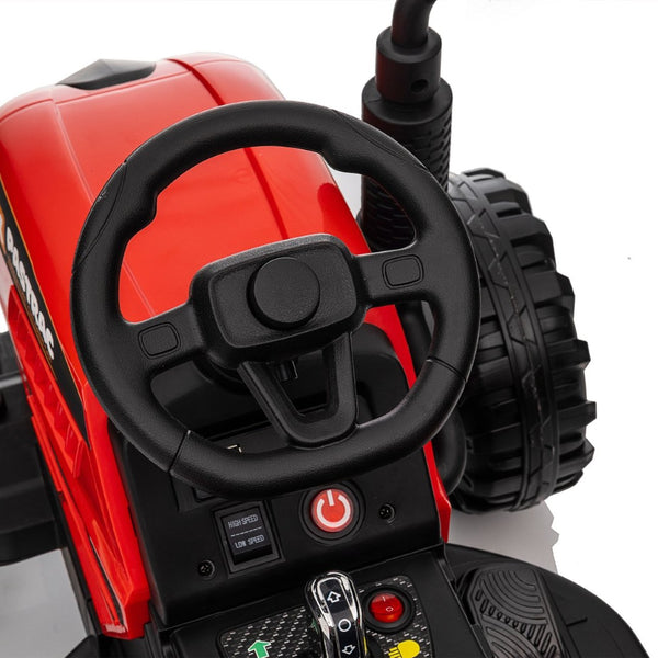 English Elm Ride on Electric Tractor Toy with Trailer 24v 400w Dual Motors Remote Control Led Red W1578P194696