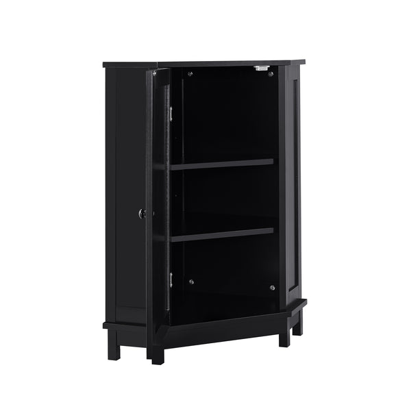 English Elm Black Triangle Corner Bathroom Cabinet with Adjustable Shelves, Modern MDF Storage Organizer, 70lb Capacity, Space-Saving Design N725P172615B
