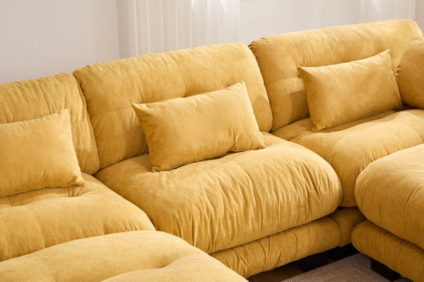 English Elm United We Win U-Shape Modular Couch In Plush Velvet With Ottomans & Lumbar Pillows For Ultimate Comfort W1568S00199-GIGA