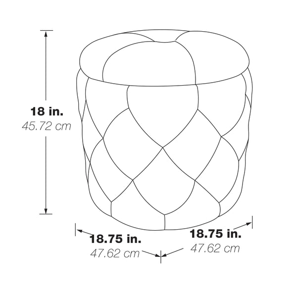 OSP Home Furnishings Erindale Round Storage Ottoman Stone