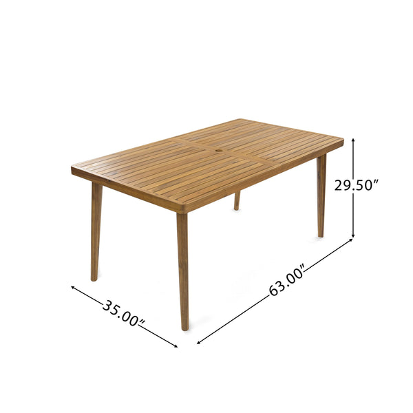 English Elm Christopher Knight Home® - Netro 7PCS Outdoor Patio Dining Set with Acacia Wood Table & Wicker Chairs, Light Brown Teak Finish NETRO7PCSET