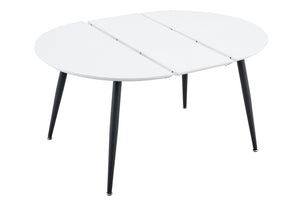 English Elm Pull Extendable Round Dining Set White Mdf Top Black Metal Legs with 8 Clear Chairs W2920S00136