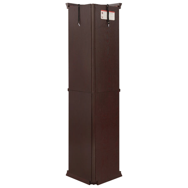 English Elm Lighted Corner Curio Cabinet - Elegant Glass Display With Adjustable Shelves & Ambient Lighting - Dark Cherry W1758P300130
