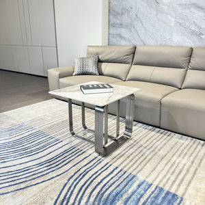 English Elm Rectangular End Table With Sintered Stone Top & Sleek Silver Frame For Modern Living Spaces W2978S00019-GIGA