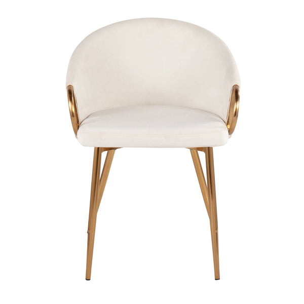 English Elm Claire Contemporary Glam Chairs Set Of 2 In Cream Velvet & Gold Metal - Perfect For Dining & Office B202S01352