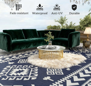English Elm Patio Rug Reversible Polypropylene Geometric Outdoor Mat for Camping Rv Lawn Use T3971P421628