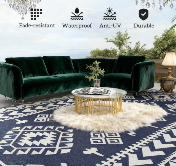 English Elm Patio Rug Reversible Polypropylene Geometric Outdoor Mat for Camping Rv Lawn Use T3971P421628