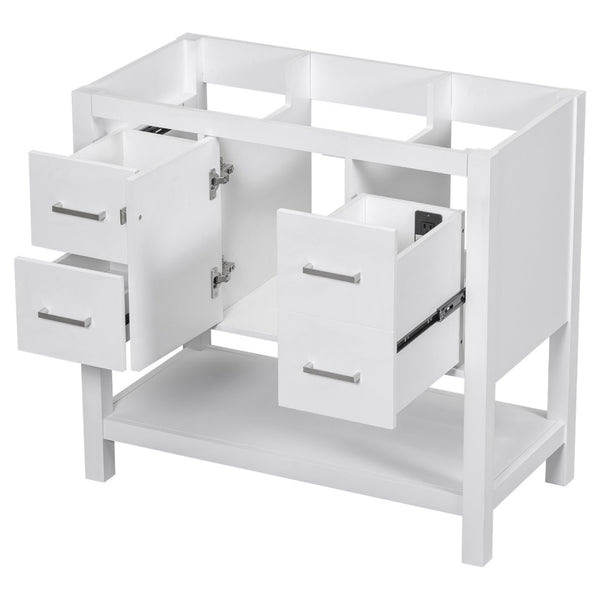 English Elm [cabinet Only] 36 Inch White Bathroom Vanity Oak Build with Usb Port and Open Shelf WF306444AAK